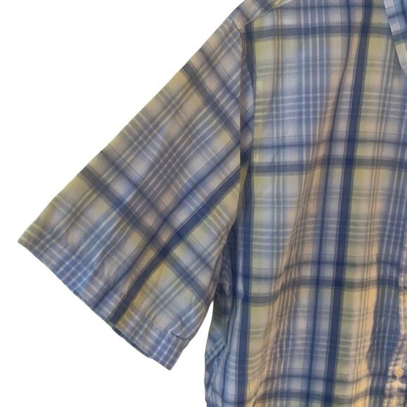 Pre Owned Men’s Chaps Blue Yellow Short Sleeve Button Up Sz XXL Classic Style - Picture 5 of 15
